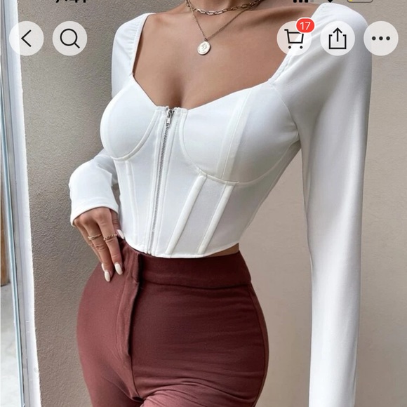 White long sleeve shirt with corset - Picture 4 of 4